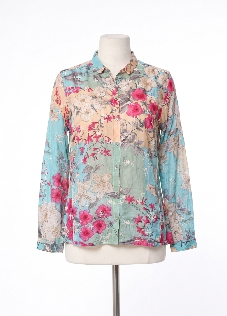 NEW JOHNNY WAS permint aphrodite silk shirt in multi